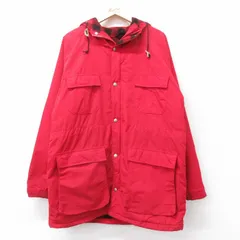L/古着 エルエルビーン 長袖 ナイロン ジャケット マウンテン パーカー メンズ 80年代 80s BAXTER STATE PARKA ロング丈 USA製 赤 内側ウール 25dec18