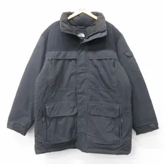 XL/古着 ノースフェイス 長袖 ナイロン ダウン ジャケット メンズ ワンポイントロゴ ロング丈 濃グレー他【spe】 25dec18