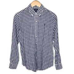 【倉吉店】 中古 GYMPHLEX | ジムフレックス 長袖シャツ リネン ボタンダウンシャツ ｻｲｽﾞ:12 J-0872 ブルー 【110】