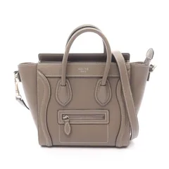 セリーヌ CELINE ハンドバッグ ラゲージ ナノショッパー グレージュ レザー ラゲージ ナノ ショッパー レディース Used A