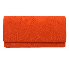 京やO277　正絹　和装バッグ　着物用バッグ　クラッチバッグ　朱色　赤　ハンドバッグ　2WAY　和洋兼用　着物バッグ　美品　リサイクル着物　小物　バッグ