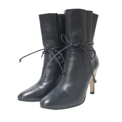 GUCCI グッチ ブラック 黒 サイズ:36.5(23.5cm) / レザー プリーツ ショート ブーツ / ハイヒール / イタリア製 / ブランド シューズ 靴【レディース】