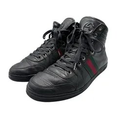 美品 GUCCI グッチ ハイカットスニーカー メンズ レザー ブラック シェリーライン サイズ7.5