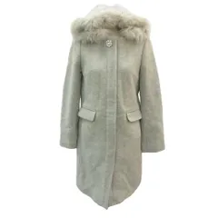 エニィスィス エニシス anySiS ノーカラーコート フード付き 2way ロング丈 1 グレー ファー付き /HO1 ■GY58