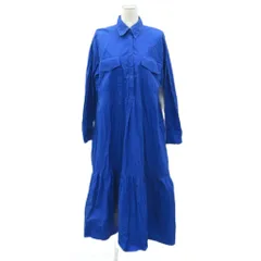 ザラ ZARA シャツワンピース マキシ丈 ロング丈 M 青 ブルー 長袖 ティアード /SM14 ■GY58