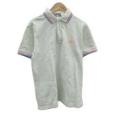 フレッドペリー FRED PERRY ポロシャツ M ライトグレー 半袖 ラインデザイン ロゴ刺繍 /YS43 ■GY58