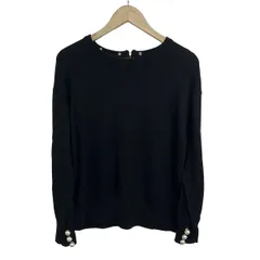 Rose Tiara(ローズティアラ) 長袖セーター サイズ42 L レディース美品  - 黒 クルーネック/パール