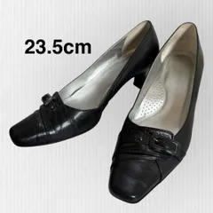 【リーガル】23.5cm  バックル付きパンプス　スクエアトゥ　ミドルヒール　ブラック　レディース　レザー　本革　ビジネス