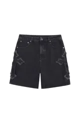 UNKNOWN｜CROSS FRADED PATCH WASHED DENIM SHORTSのサムネイル
