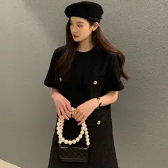 ツイード ポケット ワンピースドレス ショート エレガント 3色