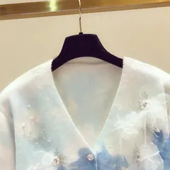 トップス Vネック ニット カーディガン ニットセーター 柄