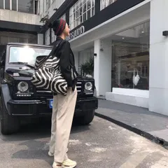 トートバッグ PUレザー ゼブラ柄 ラージサイズ  lb0010