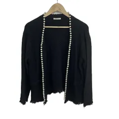 Rose Tiara(ローズティアラ) カーディガン サイズ42 L レディース美品  - 黒 長袖/パール