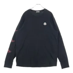 MONCLER (モンクレール) 22SS LS T-SHIRT スリーブプリント ロゴワッペン クルーネック 長袖Tシャツ カットソー ホワイト H20918D00008