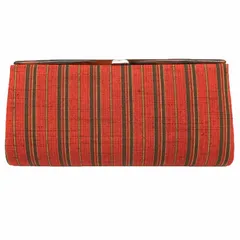 京やO279　正絹　クラッチバッグ　紬　レトロ　橙　緑　オレンジ　グリーン　バッグ　和装バッグ　着物用バッグ　着物バッグ　和洋兼用　美品　リサイクル着物　小物　バッグ