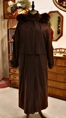 古着　レディース　ロングコート　フード取り外し可能