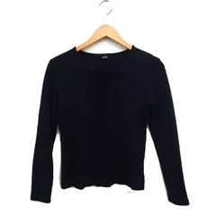 ピンクハウス PINK HOUSE レース Tシャツ カットソー 長袖 丸首 リボン コットン 綿 M ネイビー 紺 /FT8