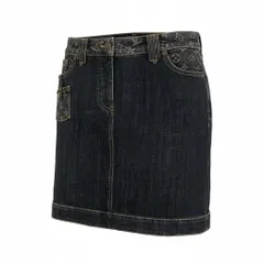50b7 【美品】LOUIS VUITTON ルイヴィトン モノグラムデニムミニスカート Monogram Denim Mini Skirt 38サイズ ブラック コットン100％ レディース 女性用ta1