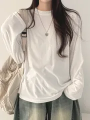 26春)アバントフィットクルー長袖Tシャツ(春新商品, ベーシックカットソー, 無地, オーバーサイズ, クルーネック, デイリーウェア)