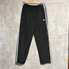 adidas(アディダス) 希少 00s トラックパンツ M 黒 裾ジップ ドローコード サイドライン CLIMALITE ジャージ Y2K ストリート テック ゆるだぼ ヴィンテージ 古着 春服 夏服 匿名配送 即購入OK
