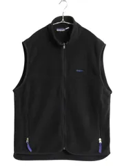 【お得なクーポン配布中!】 90s USA製 パタゴニア シンチラ フリース ベスト メンズ L / 94年製 オールド ハイネック フルジップ ノースリーブ 前開き 重ね着 ブラック