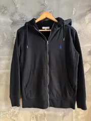 U.S. POLO ASSN. 黒 起毛 フードジップアップ M