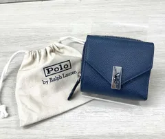 RALPH LAUREN/ラルフローレン/二つ折り財布/polo ID レザーコンパクトウォレット/ライトネイビー系