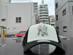 NEW ERA 9FORTY A-Frame MLB パール バッジ Pearl Badge ニューヨーク・ヤンキース ブラック/クロームホワイト ¥8800 ＋ 送料¥550