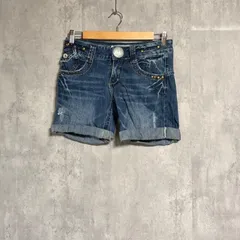 RED PEPPER(レッドペッパー) デニム ショートパンツ W26 刺繍 スタッズ 00s Y2K ギャル CHESSY ホットパンツ ジーンズ ダメージ加工 平成レトロ パンク 地雷系 ストリート インディゴ ローライズ  短パン レディース 希少
