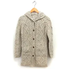 アーバンリサーチ ドアーズ URBAN RESEARCH DOORS 厚手 カーディガン ニット ウール ラグランスリーブ ケーブル編み フード ロング F ベージュ /NT21