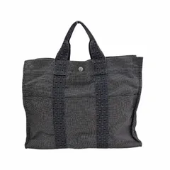 HERMES エルメス トートバッグ エールラインMM キャンバス グレー カデナ付き 鍵無し