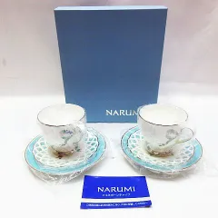 未使用品 NARUMI ナルミ フェリシータ 6ピース ペアコーヒーセット カップ＆ソーサー ブルー 青 箱付き 洋食器 E584Z