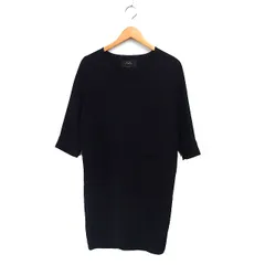 スピック＆スパン ノーブル Spick&Span Noble ロング ワンピース 7分袖 Vネック 無地 38 ブラック 黒 /FT35