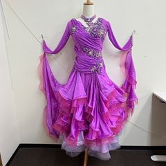 薄紫 フレアスリーブ 社交ダンスドレス - メルカリ