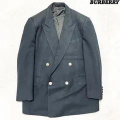 BURBERRY テーラードジャケット ブレザー ダブルブレスト モヘア混 メタルボタン ロゴ刻印 総裏 サイドベンツ 三陽商会 AB4サイズ グレー バーバリー
