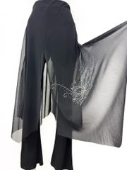 美シルエット】新品 ワイン サテン切り替え社交ダンス ロングスカート