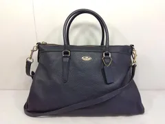 26g-132k【中古】COACH コーチ　2way　ショルダーバッグ　トートバッグ　モルガン サッチェル　レザー　F35185　ネイビー