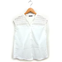 ロッソ ROSSO アーバンリサーチ レース シフォン シャツ ブラウス フレンチスリーブ スキッパーカラー 半袖 F オフホワイト /NT12