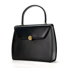 【品格を添える一席へ】　Kitamura　ハンドバッグ フォーマル レザー リーフ型ゴールド金具  オケージョン　黒