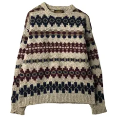 古着 80~90年代 エディーバウアー Eddie Bauer 黒タグ 総柄 ウールニットセーター USA製 メンズM相当 ヴィンテージ/eaa610693