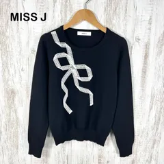 美品 MISS J ミスジェイ レースリボン ウールニット ロングスリーブ セーター ブラック レディース トップスのサムネイル