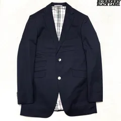 BURBERRY BLACK LABEL テーラードジャケット ブレザー ノバチェック メタルボタン ロゴ刻印 総裏 サイドベンツ Lサイズ 黒系 濃紺 ネイビー バーバリーブラックレーベル
