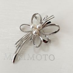 MIKIMOTO ミキモト パール ブローチ リボン フラワー リーフ - メルカリ