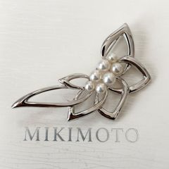 MIKIMOTO ミキモト パール ブローチ リボン フラワー リーフ - メルカリ