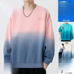 トレーナー グラデーション メンズ おしゃれ 長袖 スウェット ビッグシルエット ルームウェア 秋服 秋冬 お兄系