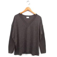 グリーンレーベルリラクシング ユナイテッドアローズ green label relaxing Vネック ニット セーター スリット ウール混 ハイゲージ ドロップショルダー 長袖 L 茶 ブラウン /NT26