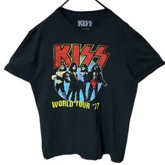 L バンT バンド KISS 人物 ビッグプリント  ブラック 黒 Tシャツ レディース ユニセックス メンズ 古着 半袖 CHM