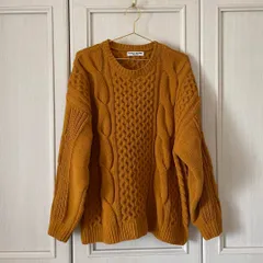 【東あずま店　併売品】　ロデオクラウンズ RODEO CROWNS　WIDE BOWL　ケーブル　KNIT　ニット セーター トップス　黄色　イエロー　からし色　マスタード　YELLOW