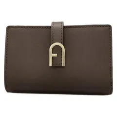 FURLA(フルラ) 2つ折り財布美品  プリムラ,FLOW ダークブラウン レザー