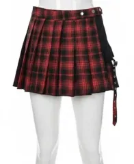 レッド CHECK プリーツ ミニスカート